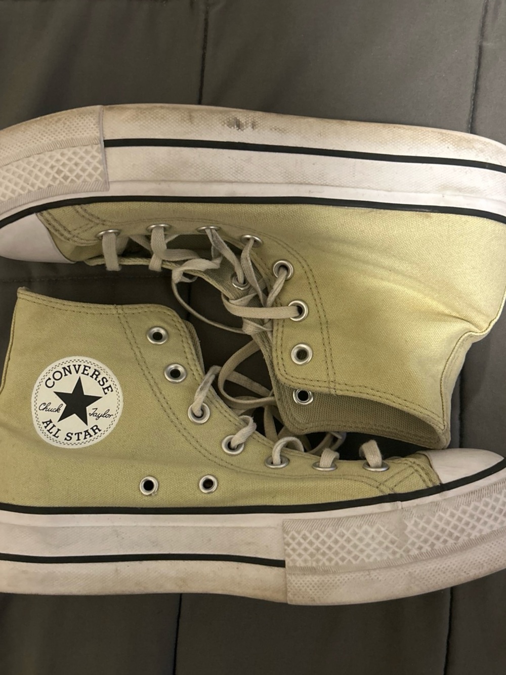 Converse All Star High-Top Platform Sneakers in Sage Green